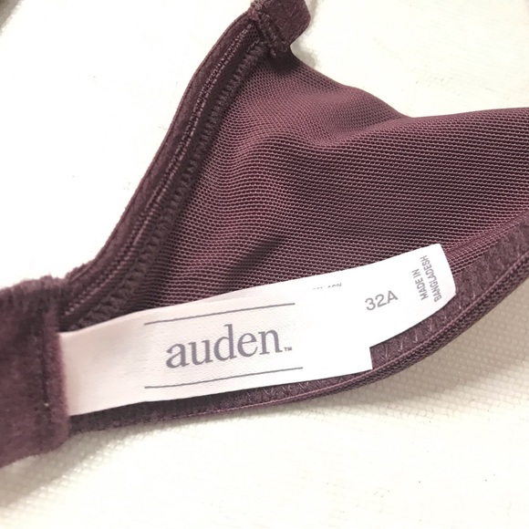 Auden Women's Sheer Mesh Unlined Demi Coverage Underwire Bra Size 32A Maroon Red - Picture 3 of 5